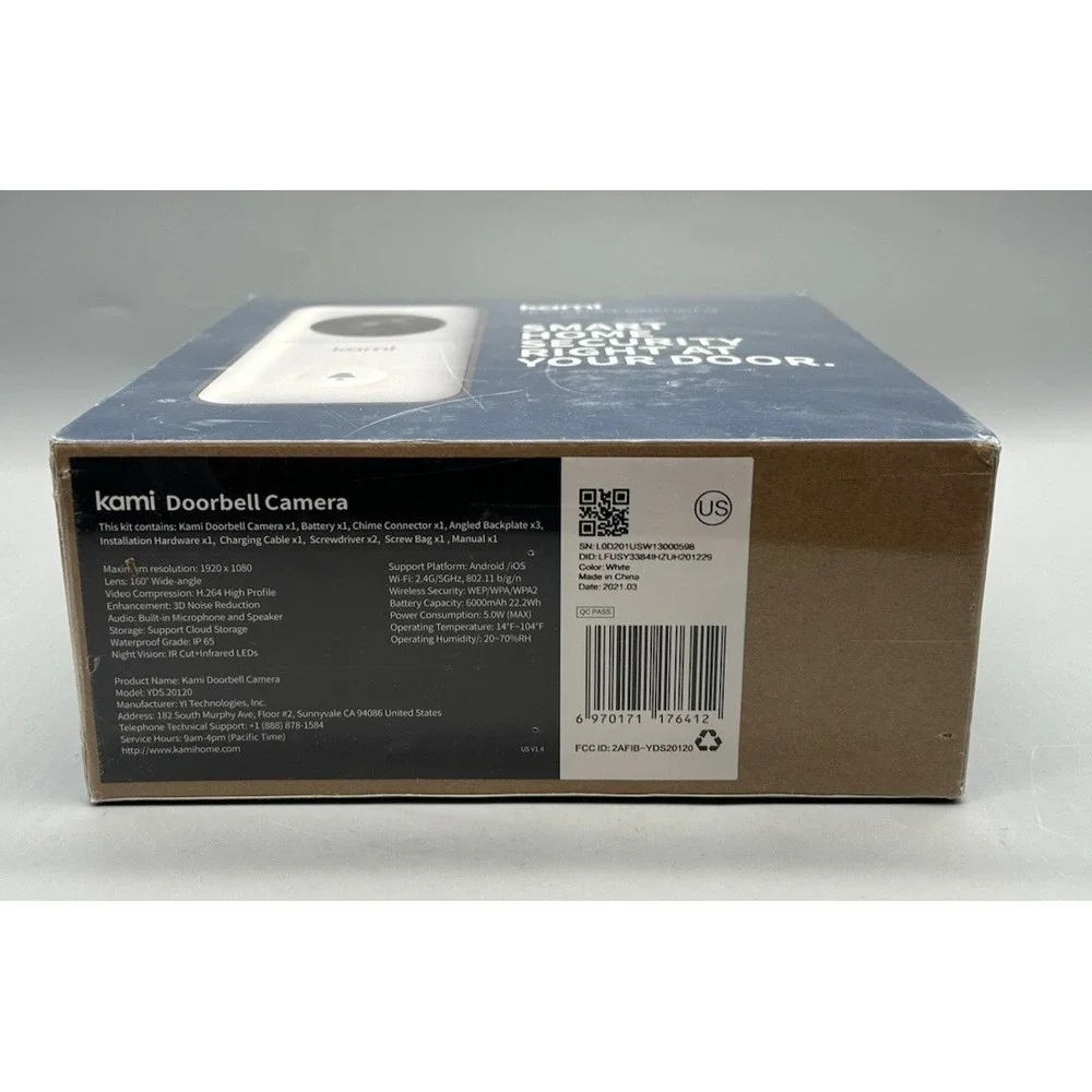 KAMI Video Doorbell Camera White - Sealed